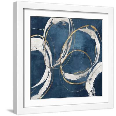 Abstract Blue Circles I - White Framed Art Print Wall Art, 16x16