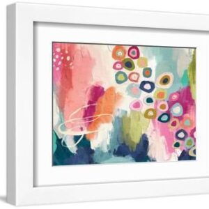 Abstract Dots-Pink Horizontal - White Framed Art Print Wall Art, 12x9