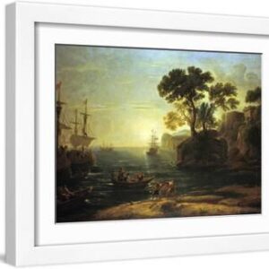 Arrival of Aeneas in Italy, the Dawn of the Roman Empire, (C1620-1680) - White Framed Art Print Wall Art, 16x12