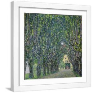 Avenue in the Park of Kammer Castle, 1912 - White Framed Art Print Wall Art, 16x16