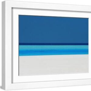 Beach and Sea, Maldives, Indian Ocean - White Framed Art Print Wall Art, 16x12