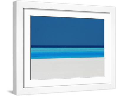 Beach and Sea, Maldives, Indian Ocean - White Framed Art Print Wall Art, 16x12