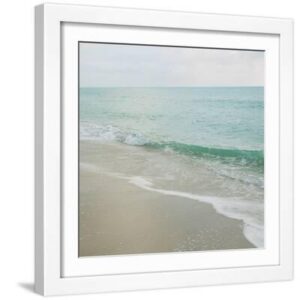 Beach Scene I - White Framed Art Print Wall Art, 16x16