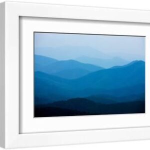 Blue Mountains, Blue Ridge Parkway, Virginia - White Framed Art Print Wall Art, 12x8