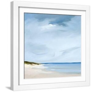 Blue - White Framed Art Print Wall Art, 16x16