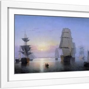 Boston Harbor at Sunset by Fitz Hugh Lane - White Framed Art Print Wall Art, 18x12