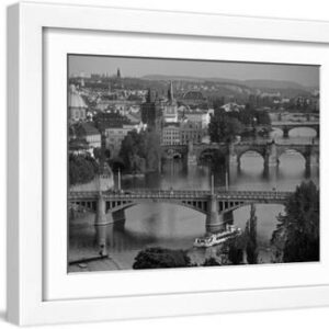 Charles Bridge, Prague, Czech Republic - White Framed Art Print Wall Art, 16x12