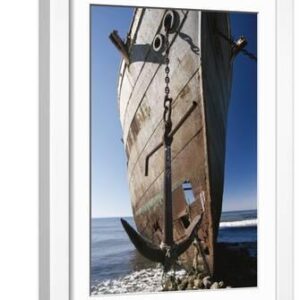 Chile, Punta Arenas, Shipwreck of Lonsdale Port Area - White Framed Art Print Wall Art, 12x18