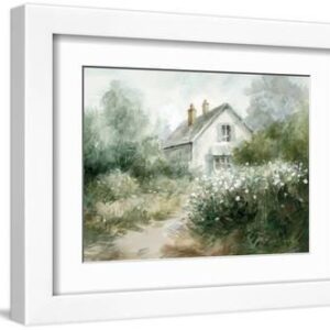 Cottage Garden II - White Framed Art Print Wall Art, 12x9