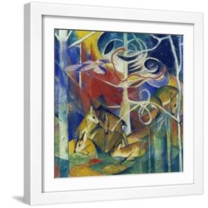 Deer in the Forest I, 1913 - White Framed Art Print Wall Art, 16x16