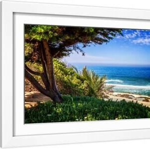 Del Mar Beach I - White Framed Art Print Wall Art, 18x12