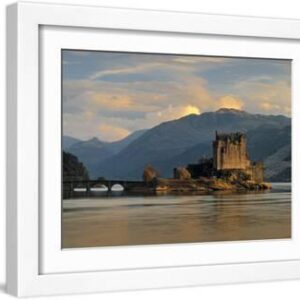 Eilean Donan Castle, Western Highlands, Scotland - White Framed Art Print Wall Art, 16x12