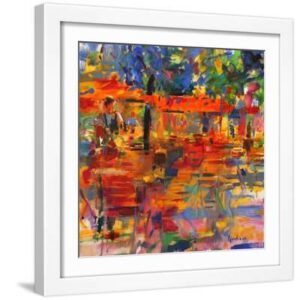 Falling Leaves, Paris - White Framed Art Print Wall Art, 16x16