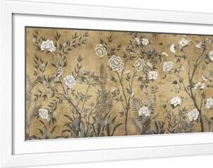Fresco Floral - Luxe - White Framed Art Print Wall Art, 24x12