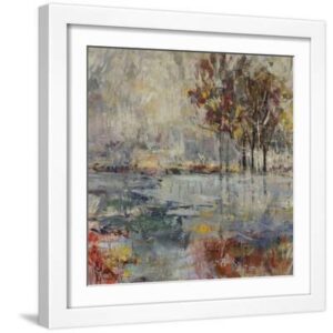 Glass Lake - White Framed Art Print Wall Art, 16x16