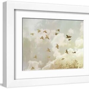 Golden Flight II - White Framed Art Print Wall Art, 12x9