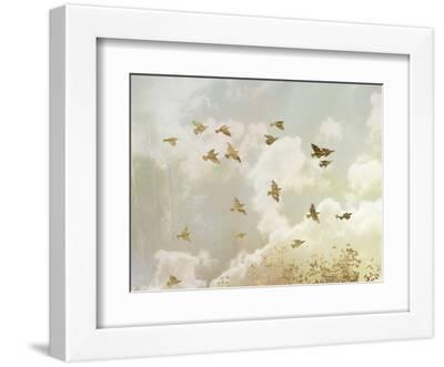 Golden Flight II - White Framed Art Print Wall Art, 12x9