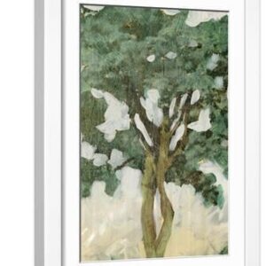 Green Tree Line III - White Framed Art Print Wall Art, 12x18