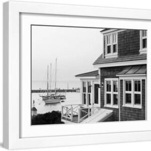 Harbour, Menemsha, Martha's Vineyard, Massachusetts, USA - White Framed Art Print Wall Art, 16x12