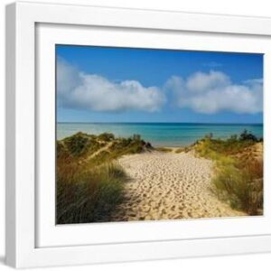 Indiana Dunes State Park - White Framed Art Print Wall Art, 16x12