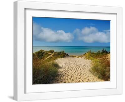 Indiana Dunes State Park - White Framed Art Print Wall Art, 16x12