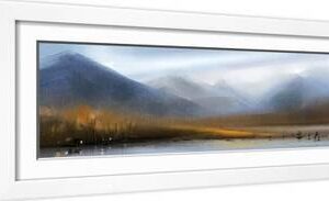 Landscape - White Framed Art Print Wall Art, 24x8
