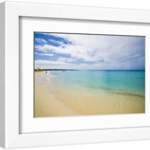 Landscape with Beach and Turquoise Sea, Meads Bay, Anguilla, Lesser Antilles - White Framed Art Print Wall Art, 12x8