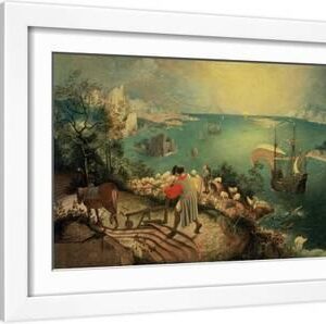 Landscape with the Fall of Icarus, about 1558 - White Framed Art Print Wall Art, 18x12
