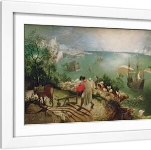 Landscape with the Fall of Icarus, circa 1555 - White Framed Art Print Wall Art, 18x12