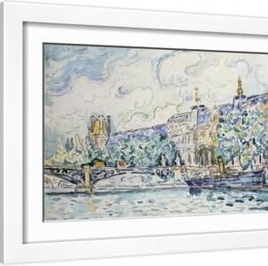 Le Palais du Louvre - White Framed Art Print Wall Art, 18x12
