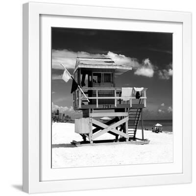 Life Guard Station - South Beach - Miami - Florida - United States - White Framed Art Print Wall Art, 16x16