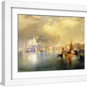 Moonlight in Venice - White Framed Art Print Wall Art, 16x12