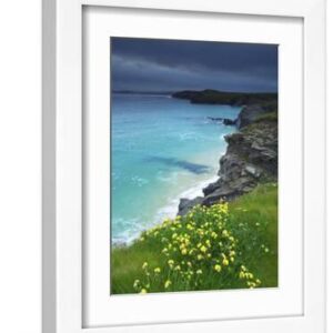 Mother Ivey's Bay, Padstow, Cornwall, England, United Kingdom, Europe - White Framed Art Print Wall Art, 9x12