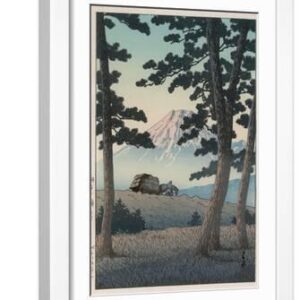 Mount Fuji Seen from Tagonoura in the Evening - White Framed Art Print Wall Art, 12x18