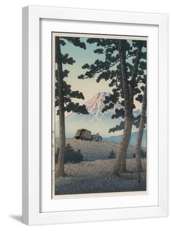 Mount Fuji Seen from Tagonoura in the Evening - White Framed Art Print Wall Art, 12x18