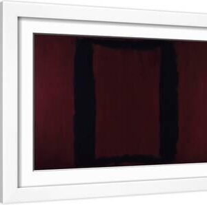 Mural, Section 3 {Black on Maroon} [Seagram Mural] - White Framed Art Print Wall Art, 18x12