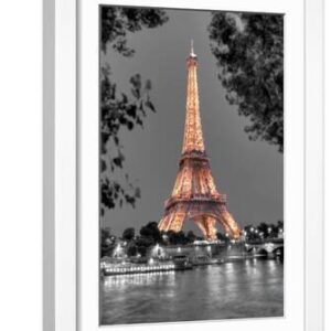 Nuit sur la Seine - White Framed Art Print Wall Art, 12x18