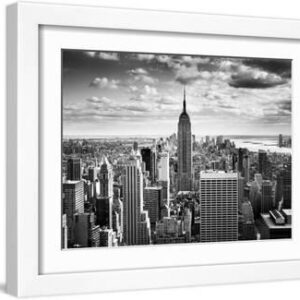 NYC Downtown - White Framed Art Print Wall Art, 16x12