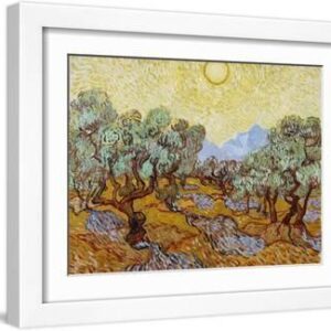 Olive Trees, 1889 - White Framed Art Print Wall Art, 16x12