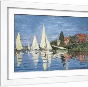 Regatta At Argenteuil, Ca. 1872 - White Framed Art Print Wall Art, 18x12