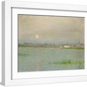 Rising Moon, Galway Harbour - White Framed Art Print Wall Art, 16x12