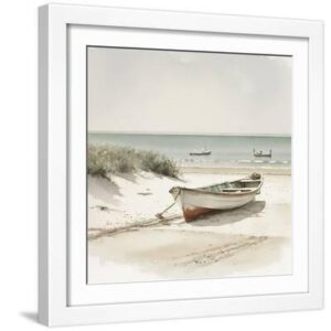 Rowboat 1 - White Framed Art Print Wall Art, 16x16