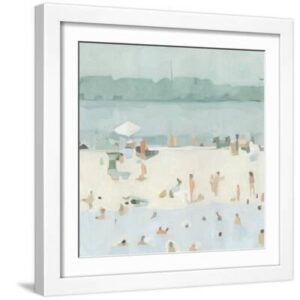 Sea Glass Sandbar I - White Framed Art Print Wall Art, 16x16