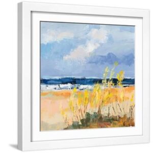 Seaside I - White Framed Art Print Wall Art, 16x16