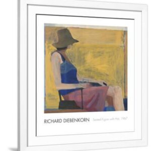 Seated Figure with Hat, 1967 - White Framed Art Print Wall Art, 28x30