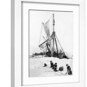 Ship Endurance Sinking in Pack Ice - White Framed Art Print Wall Art, 9x12