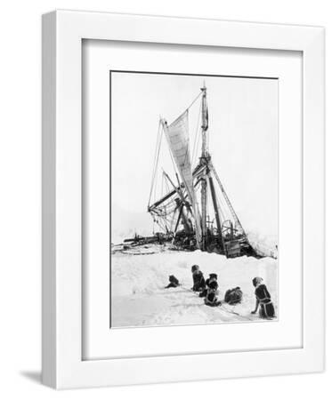 Ship Endurance Sinking in Pack Ice - White Framed Art Print Wall Art, 9x12