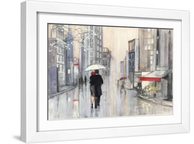 Spring Rain New York - White Framed Art Print Wall Art, 18x12