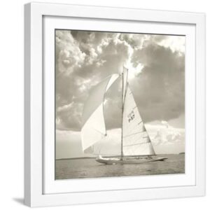 Sunlit Sails I - White Framed Art Print Wall Art, 16x16