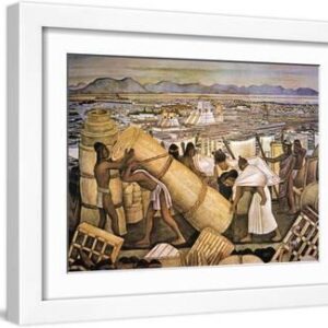 Tenochtitlan (Mexico City) - White Framed Art Print Wall Art, 16x12